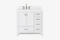 Ariel cambridge 36-37 in. left offset oval single sink vanity with (0.75,1.5,2) in countertop