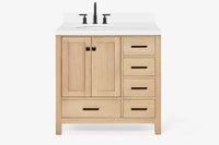 Ariel cambridge 36-37 in. left offset oval single sink vanity with (0.75,1.5,2) in countertop