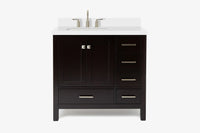 Ariel cambridge 36-37 in. left offset rectangle single sink vanity with (0.75,1.5,2) in countertop