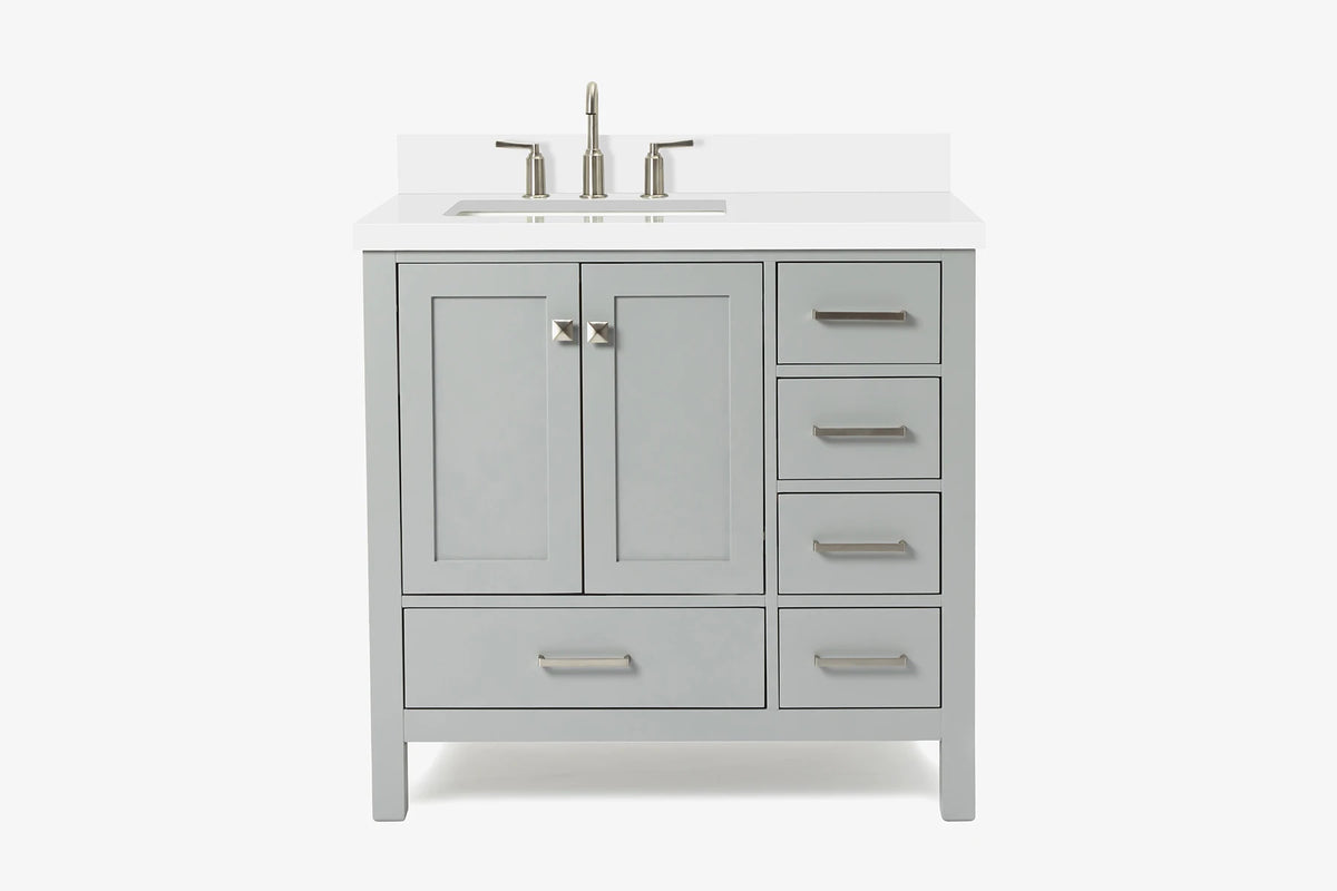 Ariel cambridge 36-37 in. left offset rectangle single sink vanity with (0.75,1.5,2) in countertop
