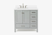 Ariel cambridge 36-37 in. left offset rectangle single sink vanity with (0.75,1.5,2) in countertop