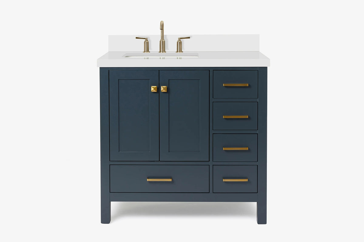 Ariel cambridge 36-37 in. left offset rectangle single sink vanity with (0.75,1.5,2) in countertop