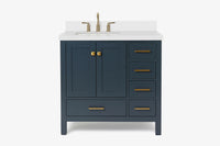 Ariel cambridge 36-37 in. left offset rectangle single sink vanity with (0.75,1.5,2) in countertop