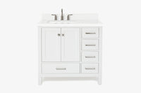Ariel cambridge 36-37 in. left offset rectangle single sink vanity with (0.75,1.5,2) in countertop
