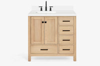Ariel cambridge 36-37 in. left offset rectangle single sink vanity with (0.75,1.5,2) in countertop