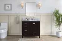 Ariel cambridge 37 in. right offset rectangle single sink vanity with carrara white marble 0.75 in countertop in white