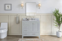 Ariel cambridge 37 in. right offset rectangle single sink vanity with carrara white marble 0.75 in countertop in white