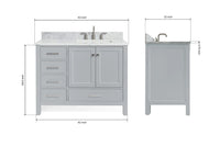 Ariel cambridge 36-37 in. right offset rectangle single sink vanity with carrara (0.75,1.5,2) in countertop
