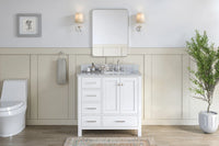 Ariel cambridge 36-37 in. right offset rectangle single sink vanity with carrara (0.75,1.5,2) in countertop