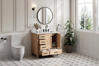 Ariel cambridge 37 in. right offset rectangle single sink vanity with carrara white marble 0.75 in countertop in white