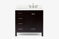 Ariel cambridge 37 in. right offset rectangle single sink vanity with carrara white marble 0.75 in countertop in white