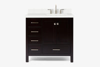 Ariel cambridge 36-37 in. right offset rectangle single sink vanity with carrara (0.75,1.5,2) in countertop
