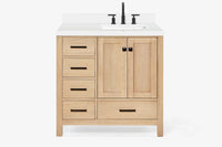 Ariel cambridge 36-37 in. right offset rectangle single sink vanity with carrara (0.75,1.5,2) in countertop