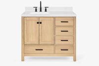 Ariel cambridge (43" & 42") left offset rectangle single sink vanity with marble (0.75", 1.5" & 2") in countertop