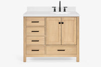 Ariel cambridge(42"&43") in. right offset oval single sink vanity with  marble (0.75",1.5"& 2") in countertop