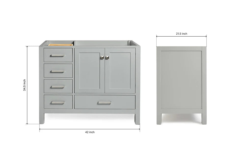 Ariel cambridge (42") right offset single sink base cabinet.