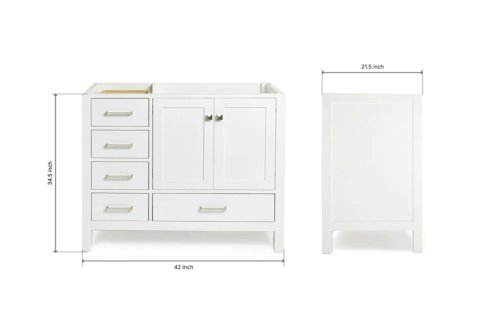 Ariel cambridge (42") right offset single sink base cabinet.