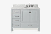 Ariel cambridge(42"&43") in. right offset oval single sink vanity with  marble (0.75",1.5"& 2") in countertop