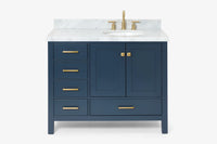 Ariel cambridge(42"&43") in. right offset oval single sink vanity with  marble (0.75",1.5"& 2") in countertop