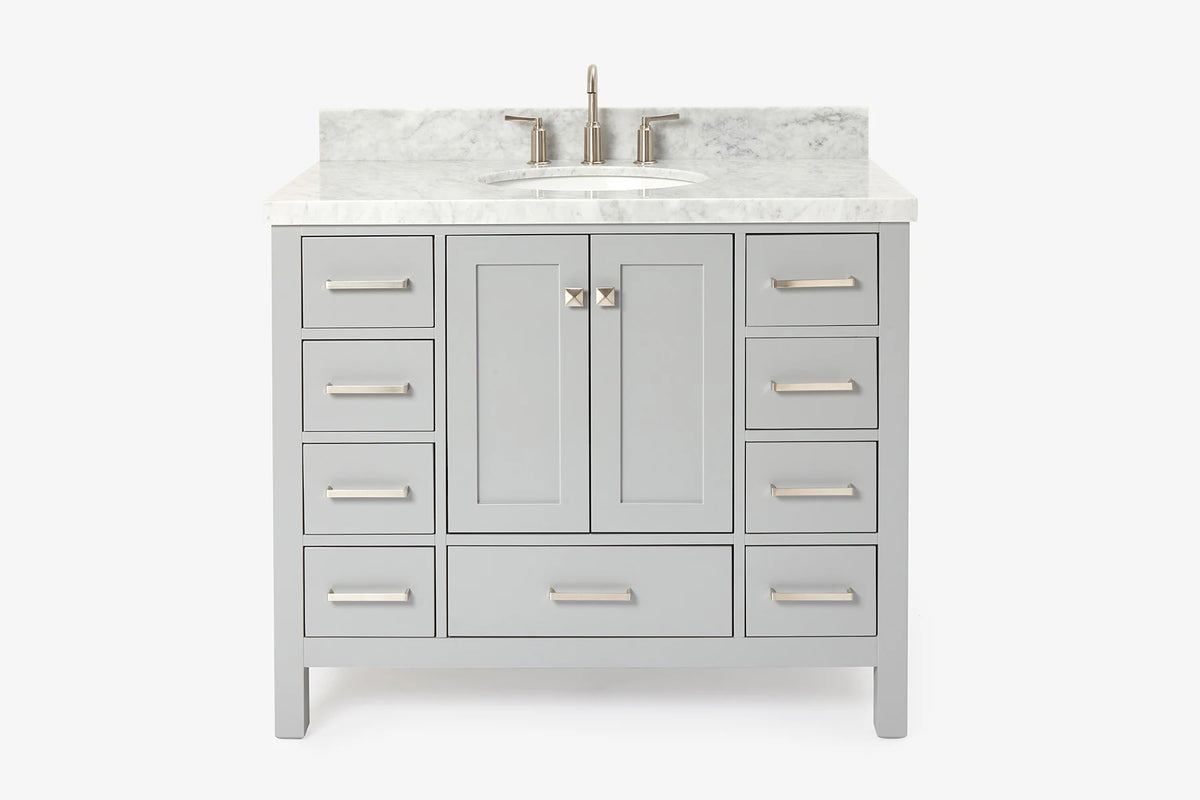 Ariel cambridge(42" & 43") single oval sink vanity with marble (0.75",1.5" & 2") in countertop