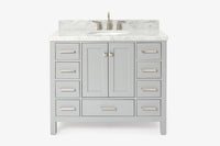 Ariel cambridge(42" & 43") single oval sink vanity with marble (0.75",1.5" & 2") in countertop