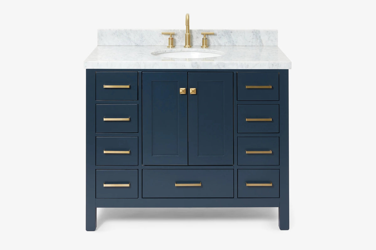 Ariel cambridge(42" & 43") single oval sink vanity with marble (0.75",1.5" & 2") in countertop