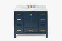 Ariel cambridge(42" & 43") single oval sink vanity with marble (0.75",1.5" & 2") in countertop