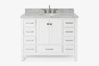 Ariel cambridge(42" & 43") single oval sink vanity with marble (0.75",1.5" & 2") in countertop