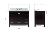 Ariel cambridge(42" & 43") single oval sink vanity with marble (0.75",1.5" & 2") in countertop