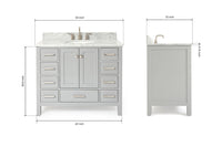 Ariel cambridge(42" & 43") single oval sink vanity with marble (0.75",1.5" & 2") in countertop