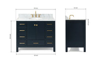 Ariel cambridge(42" & 43") single oval sink vanity with marble (0.75",1.5" & 2") in countertop