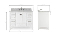 Ariel cambridge(42" & 43") single oval sink vanity with marble (0.75",1.5" & 2") in countertop