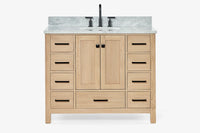 Ariel cambridge(42" & 43") single oval sink vanity with marble (0.75",1.5" & 2") in countertop