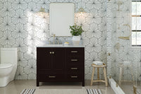 Ariel cambridge (43" & 42") left offset rectangle single sink vanity with marble (0.75", 1.5" & 2") in countertop