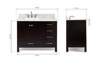 Ariel cambridge (43" & 42") left offset rectangle single sink vanity with marble (0.75", 1.5" & 2") in countertop