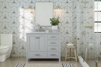 Ariel cambridge (43" & 42") left offset rectangle single sink vanity with marble (0.75", 1.5" & 2") in countertop