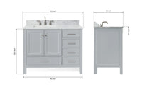 Ariel cambridge (43" & 42") left offset rectangle single sink vanity with marble (0.75", 1.5" & 2") in countertop