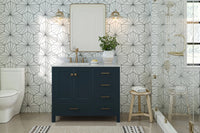 Ariel cambridge (43" & 42") left offset rectangle single sink vanity with marble (0.75", 1.5" & 2") in countertop