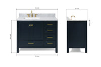 Ariel cambridge (43" & 42") left offset rectangle single sink vanity with marble (0.75", 1.5" & 2") in countertop