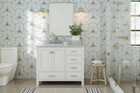 Ariel cambridge (43" & 42") left offset rectangle single sink vanity with marble (0.75", 1.5" & 2") in countertop