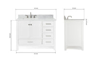Ariel cambridge (43" & 42") left offset rectangle single sink vanity with marble (0.75", 1.5" & 2") in countertop