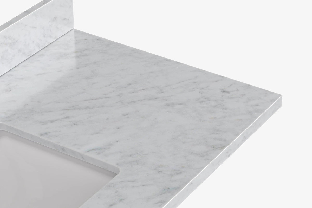 Ariel cambridge (43" & 42") left offset rectangle single sink vanity with marble (0.75", 1.5" & 2") in countertop