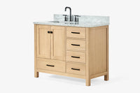 Ariel cambridge (43" & 42") left offset rectangle single sink vanity with marble (0.75", 1.5" & 2") in countertop