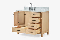 Ariel cambridge (43" & 42") left offset rectangle single sink vanity with marble (0.75", 1.5" & 2") in countertop