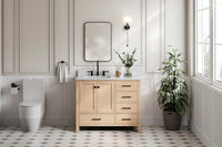 Ariel cambridge (43" & 42") left offset rectangle single sink vanity with marble (0.75", 1.5" & 2") in countertop