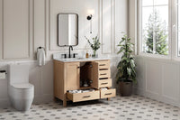 Ariel cambridge (43" & 42") left offset rectangle single sink vanity with marble (0.75", 1.5" & 2") in countertop