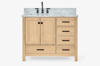 Ariel cambridge (43" & 42") left offset rectangle single sink vanity with marble (0.75", 1.5" & 2") in countertop