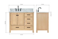 Ariel cambridge (43" & 42") left offset rectangle single sink vanity with marble (0.75", 1.5" & 2") in countertop