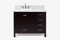 Ariel cambridge (43" & 42") left offset rectangle single sink vanity with marble (0.75", 1.5" & 2") in countertop
