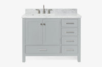 Ariel cambridge (43" & 42") left offset rectangle single sink vanity with marble (0.75", 1.5" & 2") in countertop